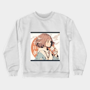 Girl drink milk Crewneck Sweatshirt